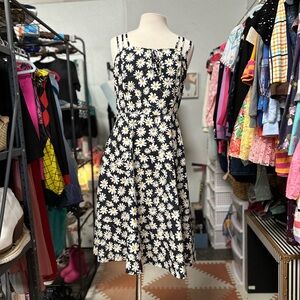 Floral Black and White Dress